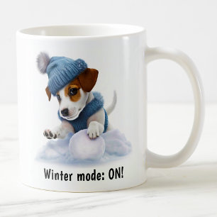 Aanpasbare knusse Jack Russell Terrier Sneeuwdag Koffiemok
