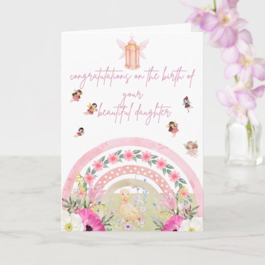 Aanpasbare Konijn Gefeliciteerd met de geboorte Kaart (Orchidee)