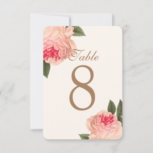 Aanpasbare koraal pioen tafelnummerkaarten kaart (Voorkant)