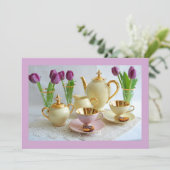 Aanpasbare Lavendel Afternoon Tea Uitnodiging (Staand voorkant)