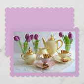 Aanpasbare Lavendel Afternoon Tea Uitnodiging (Voorkant / Achterkant)