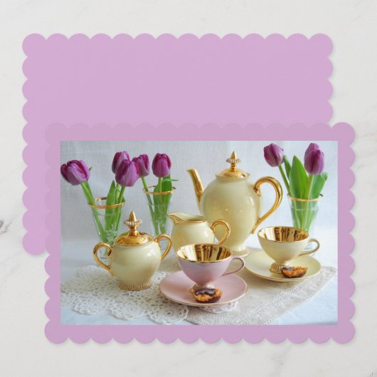 Aanpasbare Lavendel Afternoon Tea Uitnodiging (Voorkant / Achterkant)