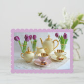 Aanpasbare Lavendel Afternoon Tea Uitnodiging (Staand voorkant)