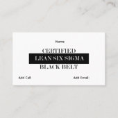Aanpasbare Lean Six Sigma Black Belt Visitekaartje (Voorkant)