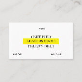 Aanpasbare Lean Six Sigma Gele Gordel Visitekaartje (Voorkant)