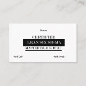 Aanpasbare Lean Six Sigma Master Black Belt Visitekaartje (Voorkant)