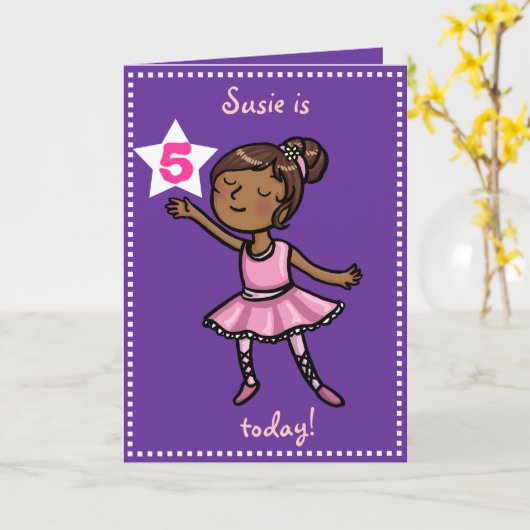 Aanpasbare leeftijd Cartoon Ballet Dancer Kaart (Gele Bloem)