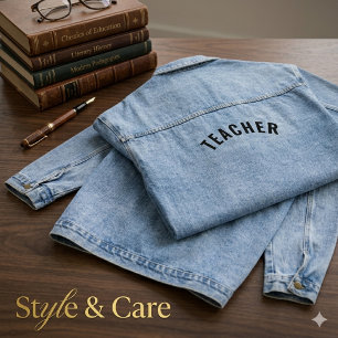 Aanpasbare LERAAR Tekst Statement Denim Jacket