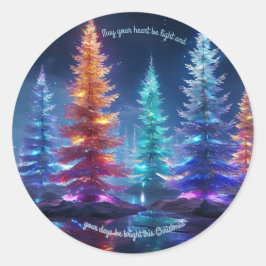 Aanpasbare Levendige Kleur Kerstbomen Ronde Sticker