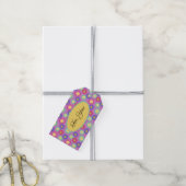 Aanpasbare Levendige Retro Bloem Stickers Cadeaulabel (Met Touw)