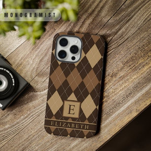 Aanpasbare Licht Donkere Chocoladebruine Argyle iPhone 15 Pro Max Case