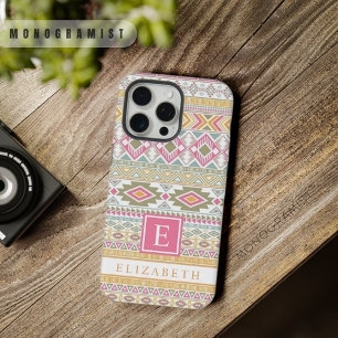Aanpasbare Licht Geel Groen Roze Blauw Azteekse iPhone 15 Pro Max Case