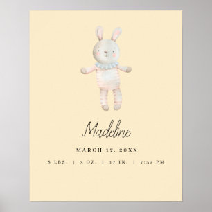 Aanpasbare Licht Gele Roze Konijn Babykamer Poster