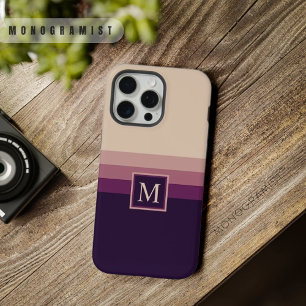 Aanpasbare Lichtgrijs Donkerpaarse Kleur Blok iPhone 15 Pro Max Case