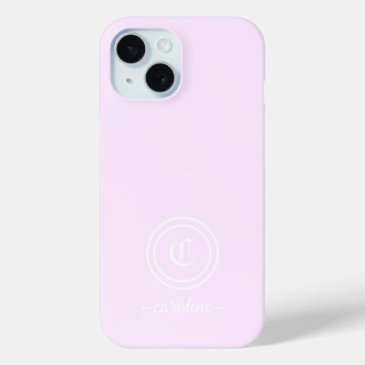 Aanpasbare Lichtpaarse Monogram & Naam Telefoonhoe Case-Mate iPhone Case (Achterkant)