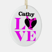 Aanpasbare liefde roze Cheerleader-versiering Keramisch Ornament (Rechts)