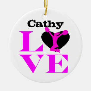 Aanpasbare liefde roze Cheerleader-versiering Keramisch Ornament