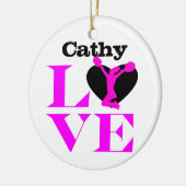 Aanpasbare liefde roze Cheerleader-versiering Keramisch Ornament (Links)