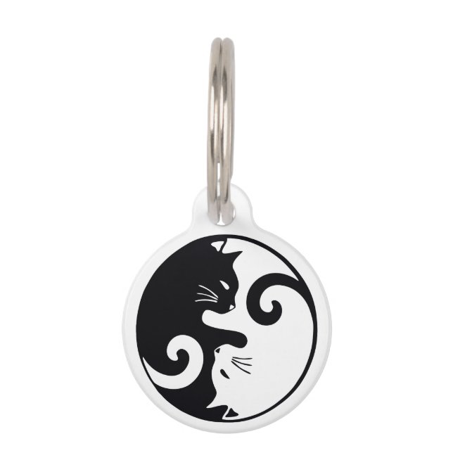 Aanpasbare Liefdekatten Ying Yang Huisdierpenning (Voorkant)