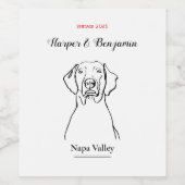 Aanpasbare lijnkunst Weimaraner Wijn Etiket (Enkel label)