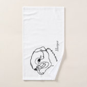 Aanpasbare Line Art Pug Bad Handdoek (Handdoek)
