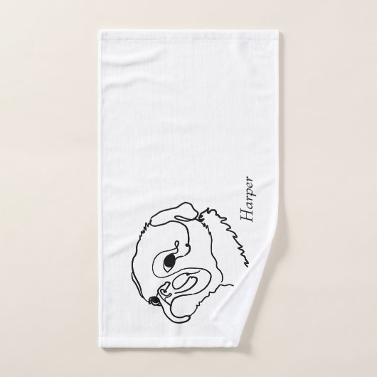 Aanpasbare Line Art Pug Bad Handdoek (Handdoek)