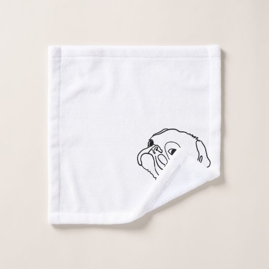 Aanpasbare Line Art Pug Bad Handdoek (Wasdoekje)