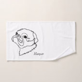 Aanpasbare Line Art Pug Bad Handdoek (Handdoek)
