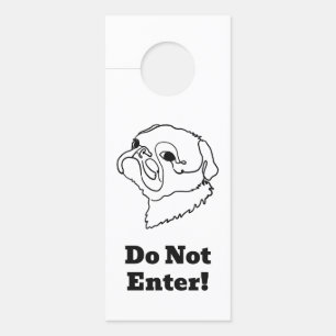 Aanpasbare Line Art Pug Deurhanger
