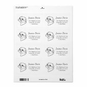 Aanpasbare Line Art Pug Etiket (Full Sheet)