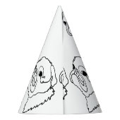 Aanpasbare Line Art Pug Feesthoedjes (Achterkant)