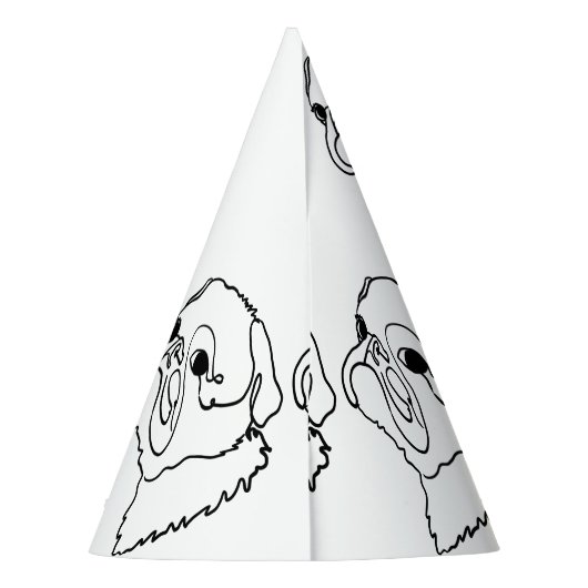 Aanpasbare Line Art Pug Feesthoedjes (Achterkant)