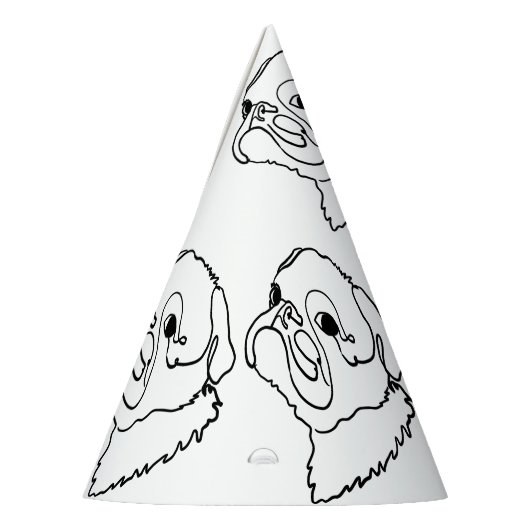 Aanpasbare Line Art Pug Feesthoedjes (Links)