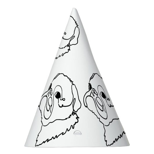 Aanpasbare Line Art Pug Feesthoedjes (Rechts)