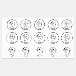 Aanpasbare Line Art Pug Labels