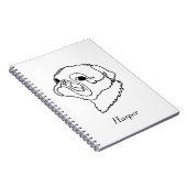 Aanpasbare Line Art Pug Notitieboek (Rechterzijde)
