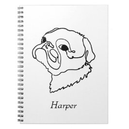 Aanpasbare Line Art Pug Notitieboek