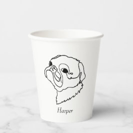 Aanpasbare Line Art Pug Papieren Bekers