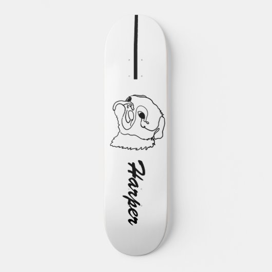 Aanpasbare Line Art Pug Persoonlijk Skateboard (Voorkant)