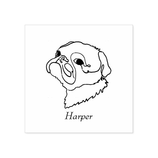 Aanpasbare Line Art Pug Rubberstempel (Afrduk)
