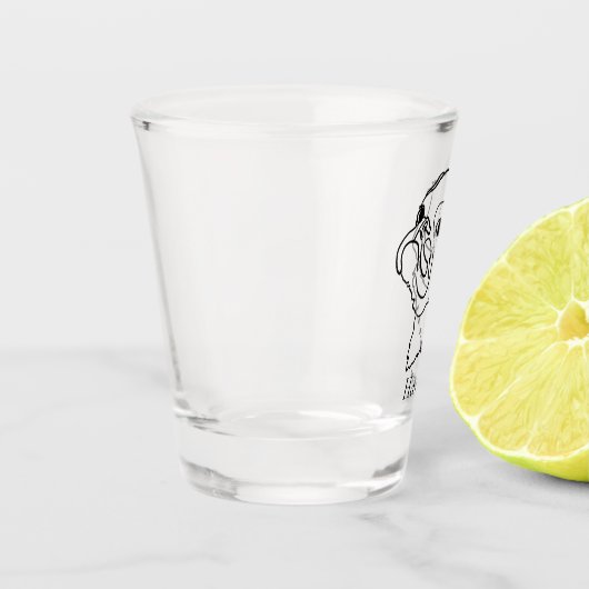 Aanpasbare Line Art Pug Shot Glas (Links)