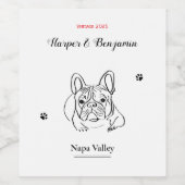 Aanpasbare Line Art Pulldog Wijn Etiket (Enkel label)