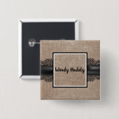 Aanpasbare linnen- en lace-knop vierkante button 5,1 cm (Voorkant /achterkant)