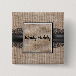 Aanpasbare linnen- en lace-knop vierkante button 5,1 cm