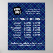 Aanpasbare Logo En Tekst Bedrijfsopeningstijden Poster (Voorkant)