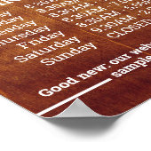 Aanpasbare Logo En Tekst Bedrijfsopeningstijden Poster (Hoek)