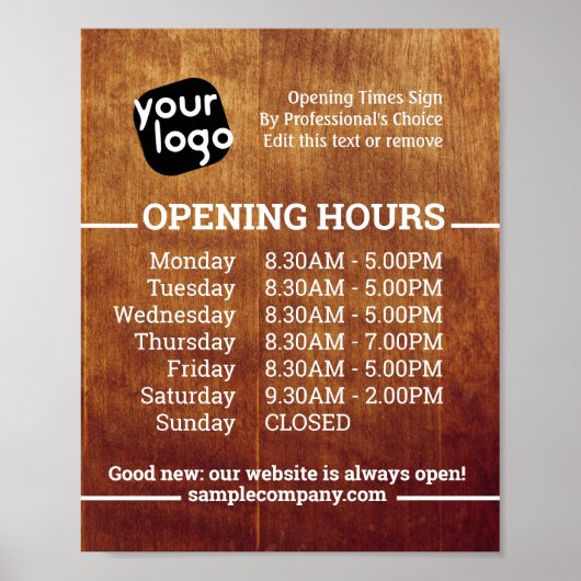 Aanpasbare Logo En Tekst Bedrijfsopeningstijden Poster (Voorkant)