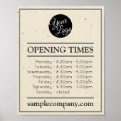 Aanpasbare Logo En Tekst Bedrijfsopeningstijden Poster (Voorkant)