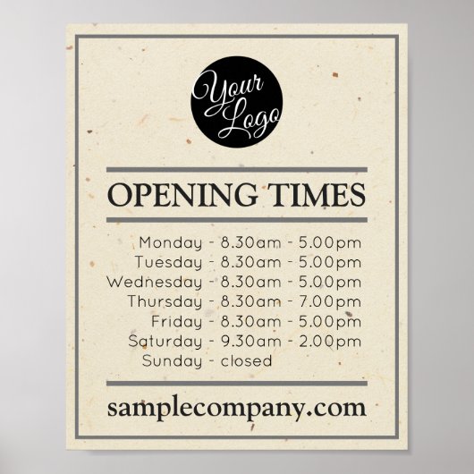 Aanpasbare Logo En Tekst Bedrijfsopeningstijden Poster (Voorkant)