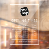 Aanpasbare Logo En Tekst Bedrijfsopeningstijden Raamsticker (Vel 2)